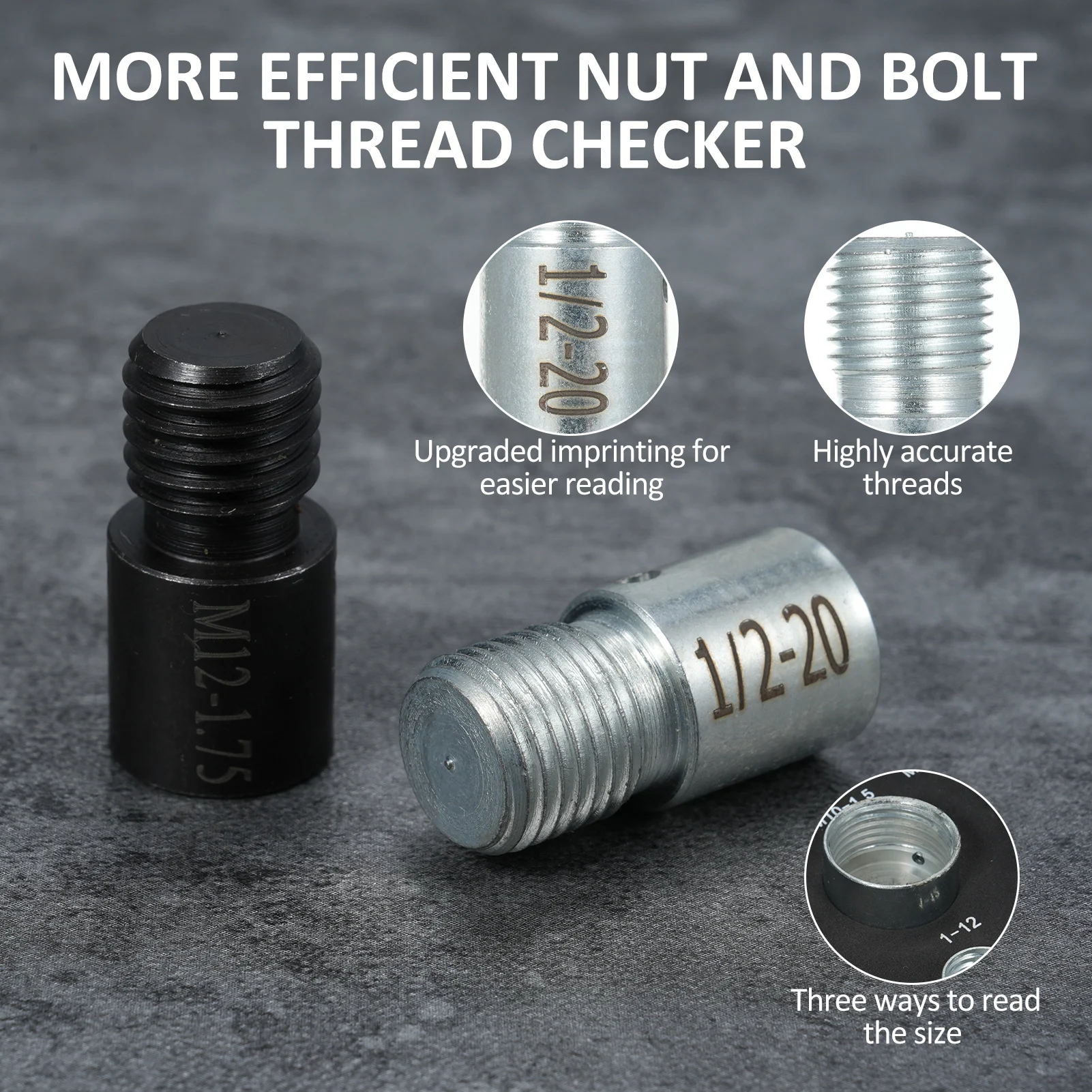 Nut and Bolt Thread Checker 44 Pcs Nut and Bolt Gauges,26Pcs Male/Female Gauge Individually Housed in Case (23 Inch & 21 Metric)