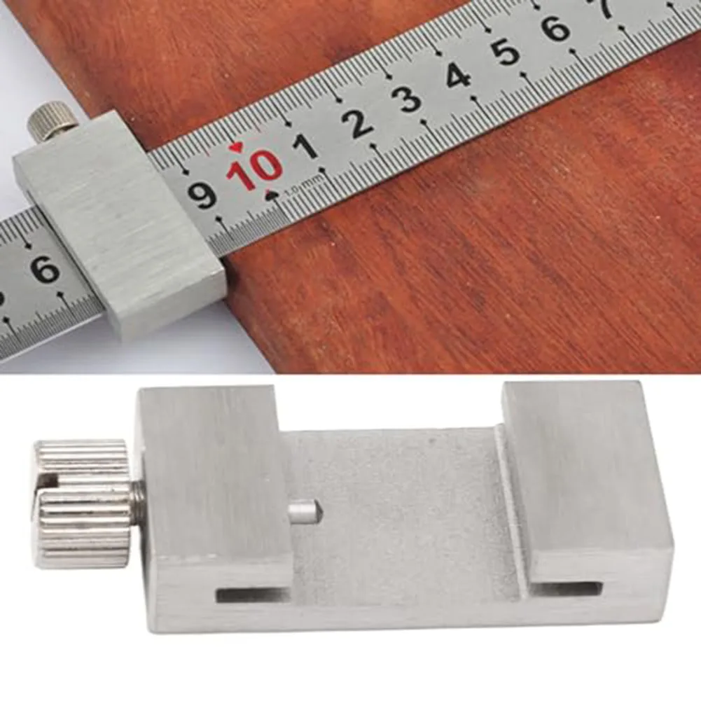 Steel Ruler Locator Straight Ruler Positioning Block Steel Ruler Limit Block Woodworking Measuring Tool Carpentry Scriber