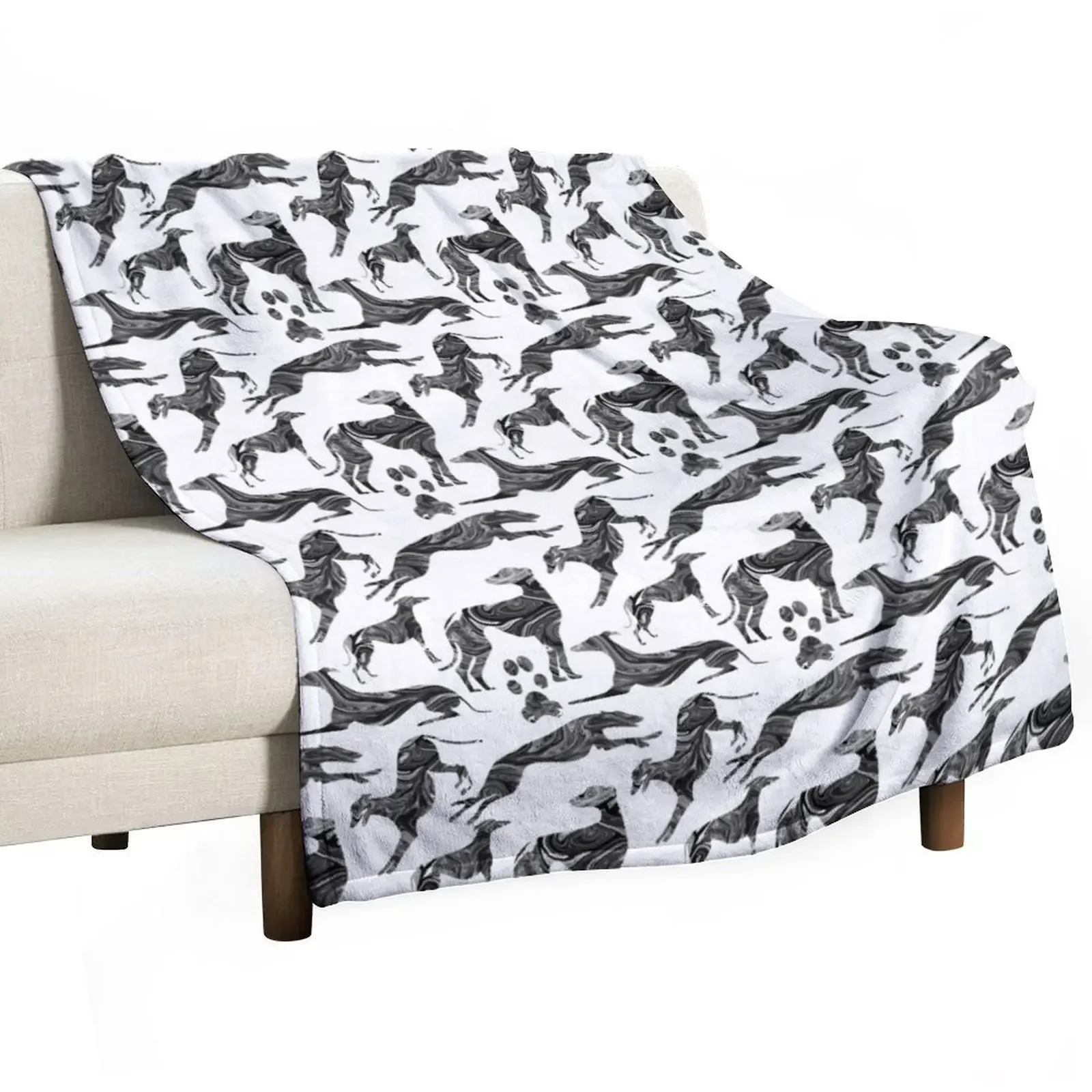 Marble-lous Greyhound Silhouettes Throw Blanket Luxury St wednesday Beach Blankets