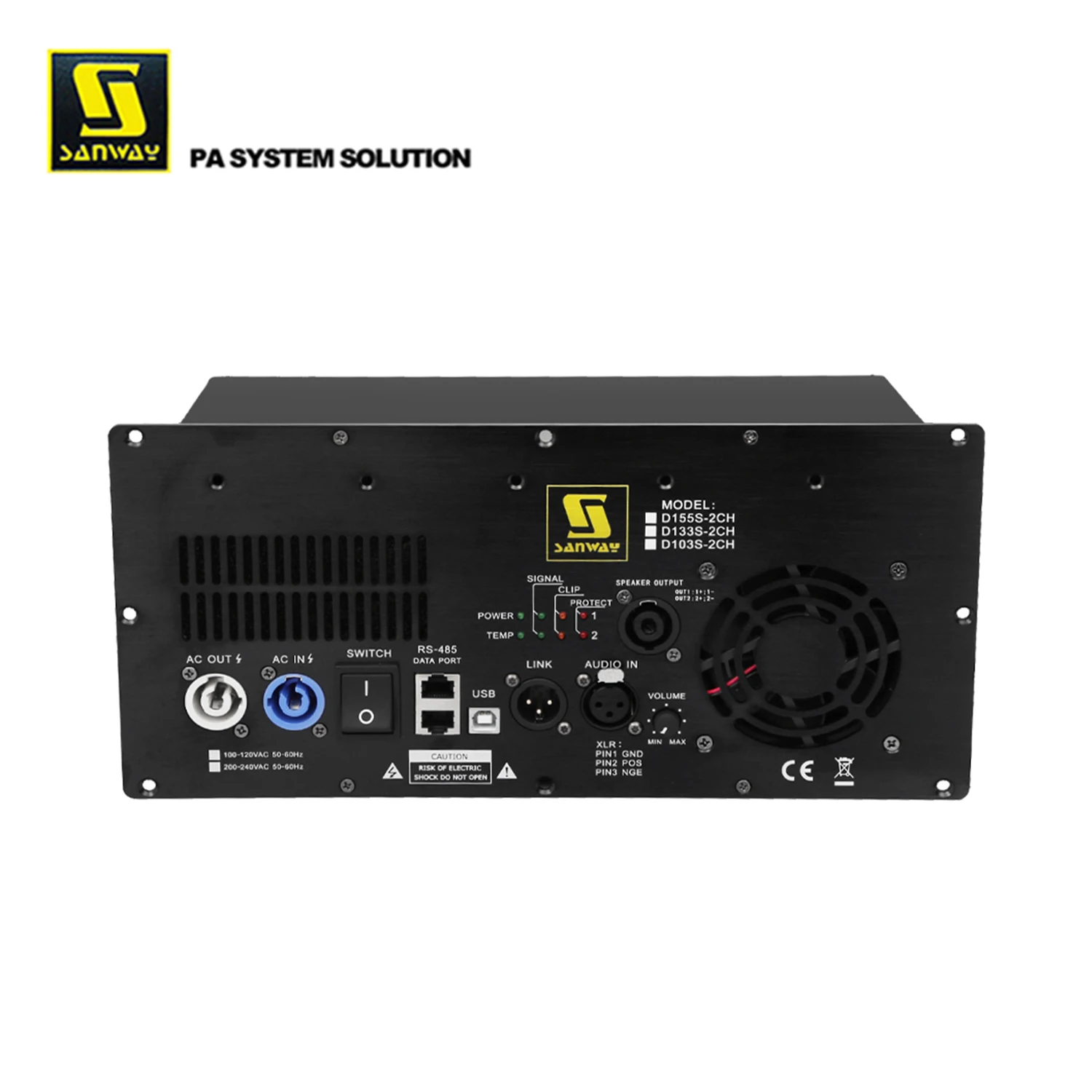 D155S-2CH Módulo amplificador DSP profesional Clase D de dos canales 1500W + 500W para sistema Line Array Audio Video y iluminación