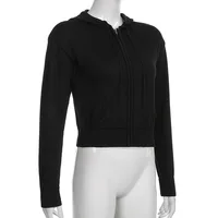 Women’s Full Zip Knit Hoodies Casual Sweaters Solid Color Long Sleeve Drawstring Sweatshirts Cardigan Zip-up Clothing Y2K - Image 5