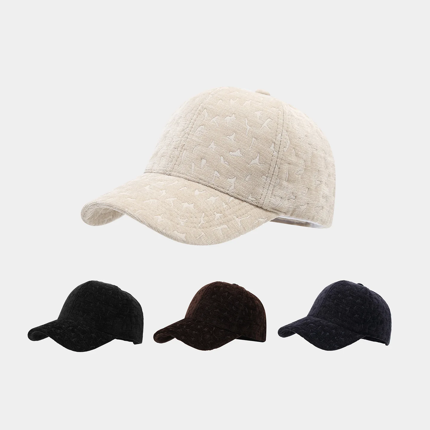 British Dark Patterns Embossed Baseball Cap Korean High-end Style Face Enhancing Small Duckbill Hat Outdoor Travel Casual Visor