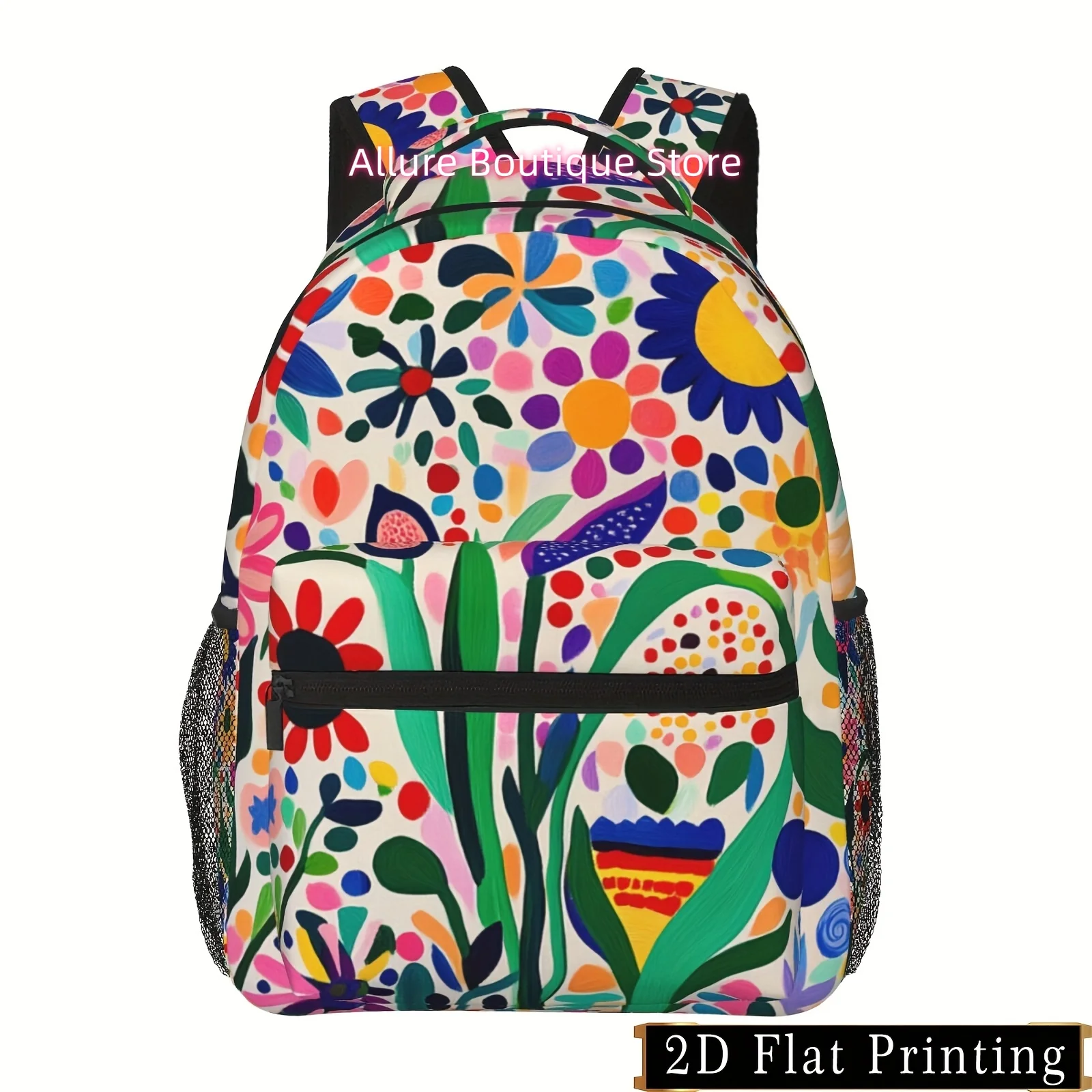 Vibrant Floral Print Backpack for Men & Women - Lightweight, Ergonomic Design with Padded Laptop Compartment, Adjustable Shoulde
