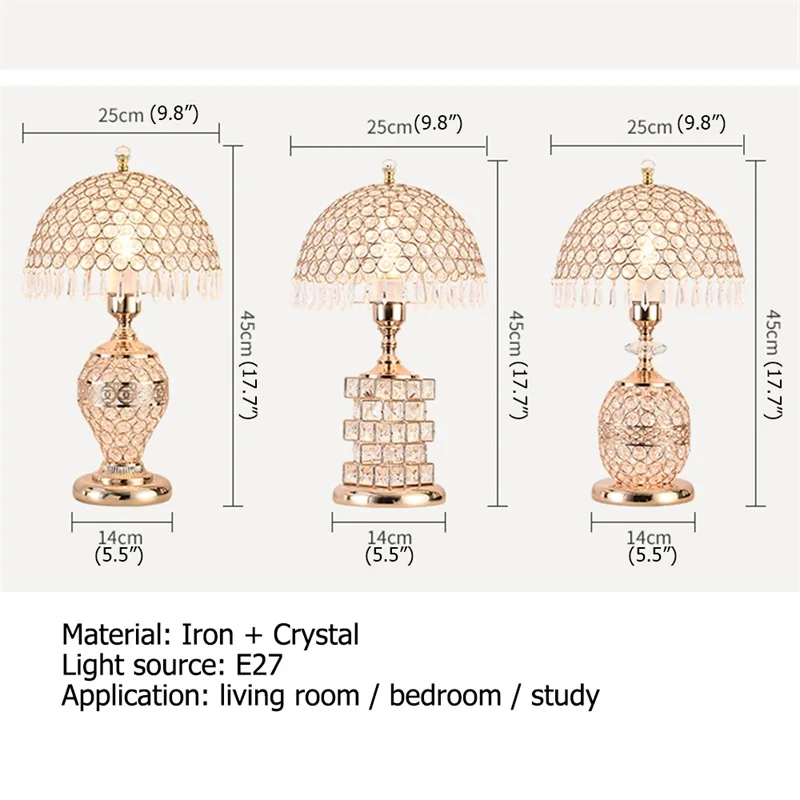 Lampu meja kristal Modern, peredup mewah dengan Remote Control untuk rumah Modern kreatif samping tempat tidur