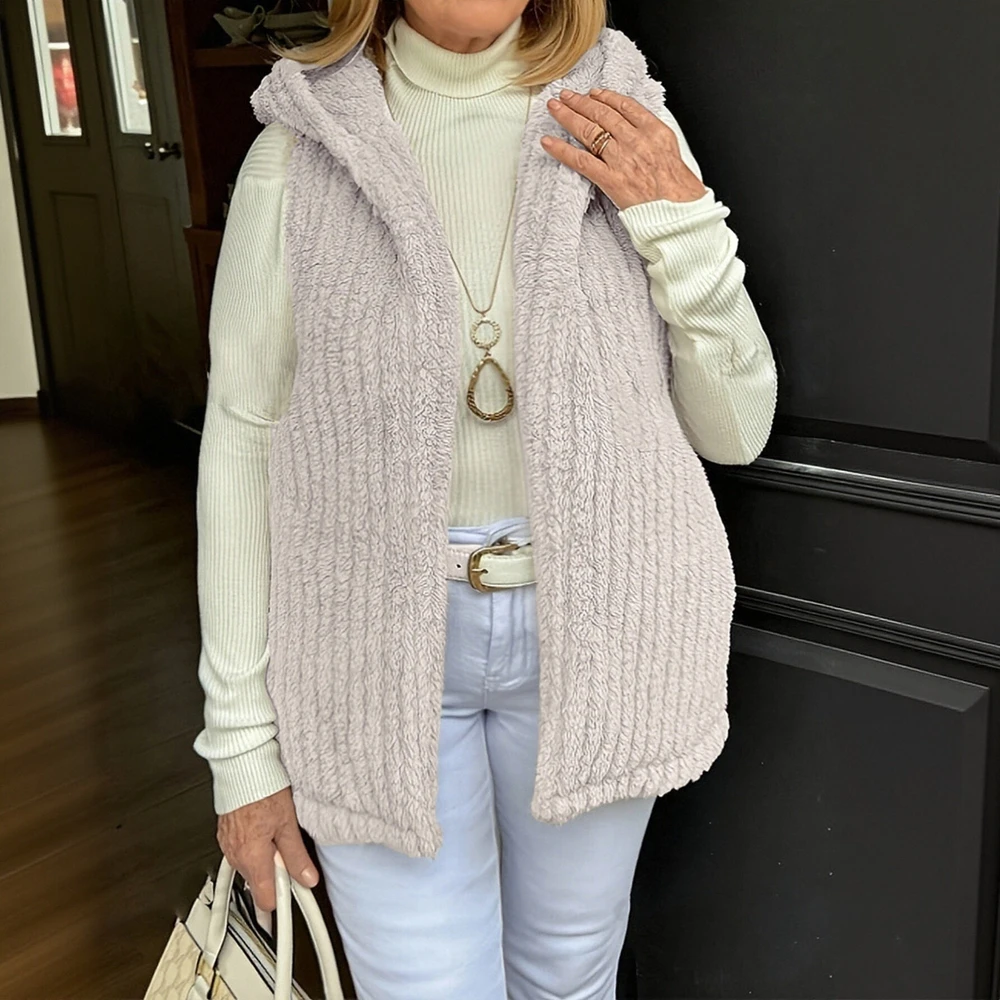 

Women's Wool Hooded Vest Cardigan Sleeveless Coat Trendy Outerwear for Europe And US Trade