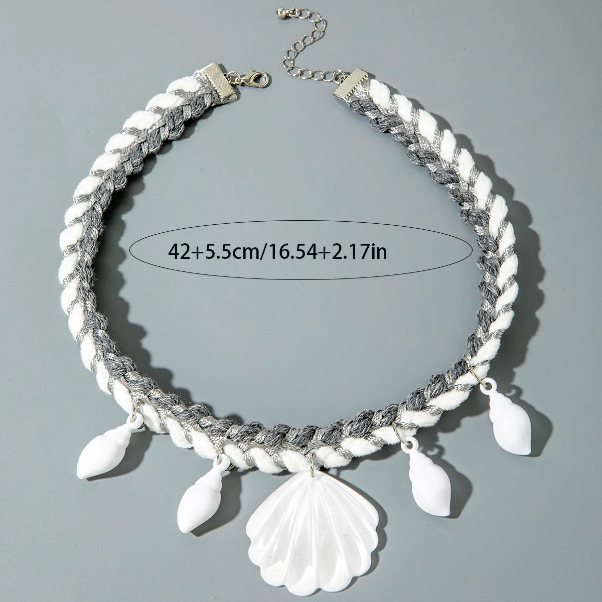 Docona Ocean Style Acrylic Scallop Conch Pendant Necklace Mixed Color Twist Rope Women's Resort Jewelry Accessories