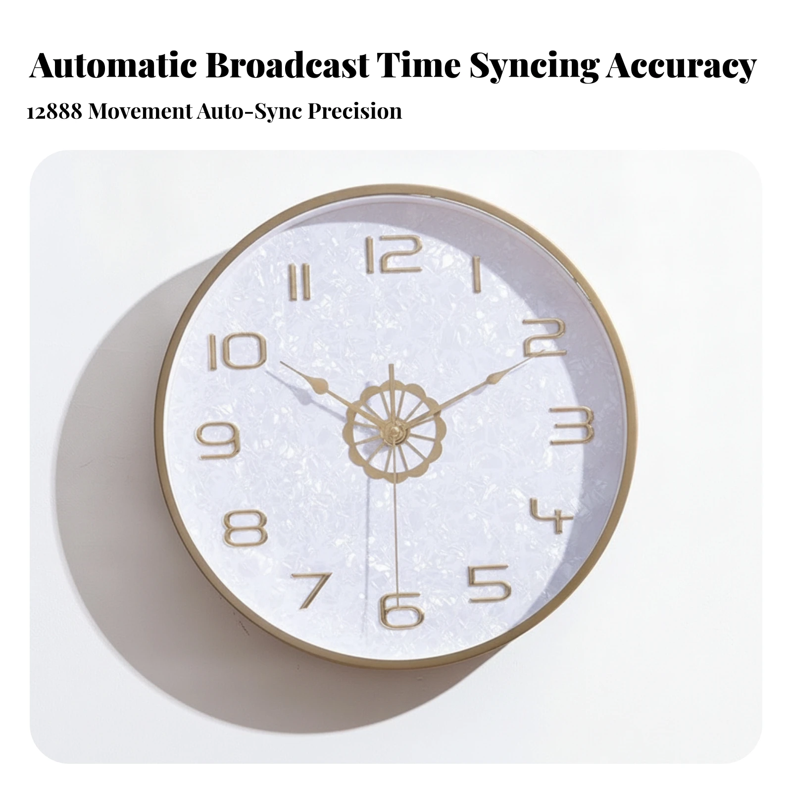 Wall Clock with LED Light Self-Setting Analog Wall Clock Battery-Operated Accurate for Living Room, Office