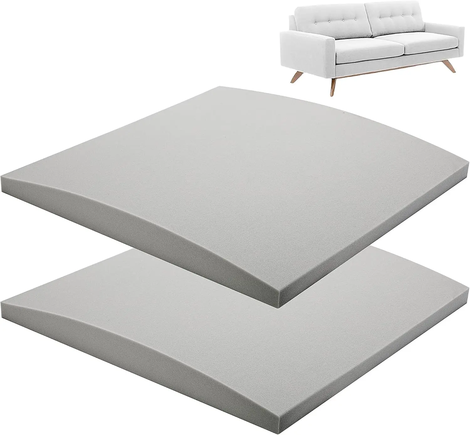 

22"x22" Grey Sofa Cushion Support, High-Density Foam Repair for Sagging Furniture, Chair, Loveseat (2 Pcs)
