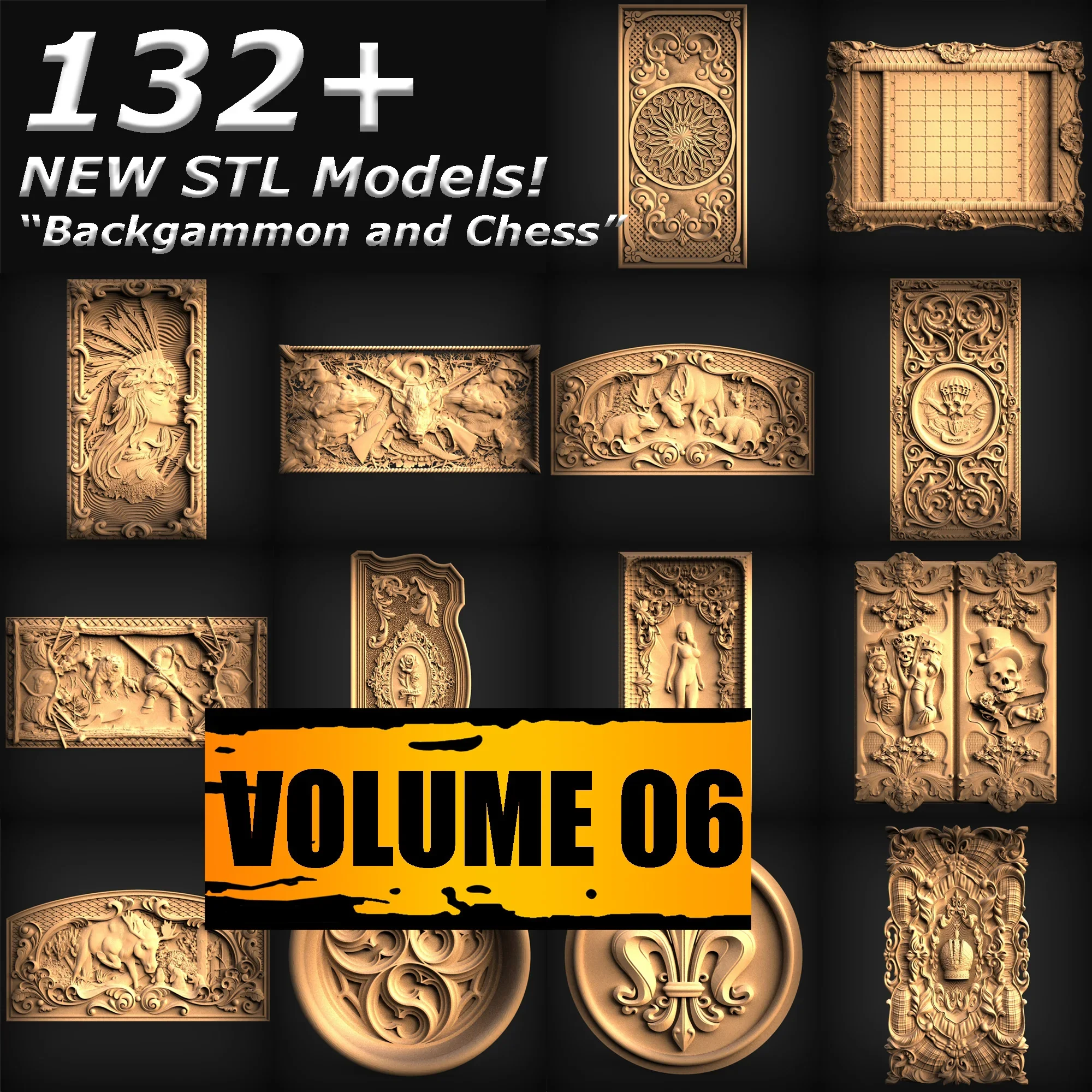 132+ Backgammon STL and Chess 3D STL models collection for CNC