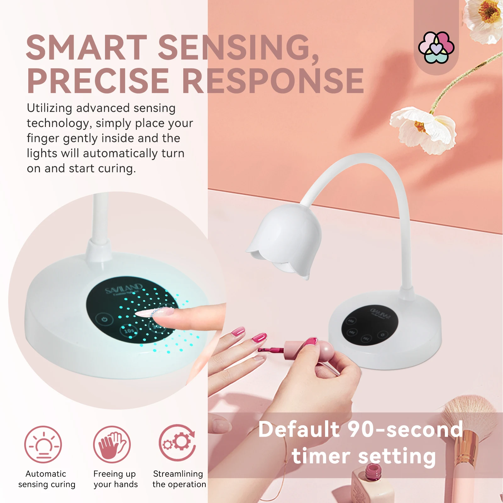 SAVILAND 30W Cordless UV LED Nail Lamp with Smart Sensor Professional Gooseneck Gel Nail Light for Home Salon Manicure