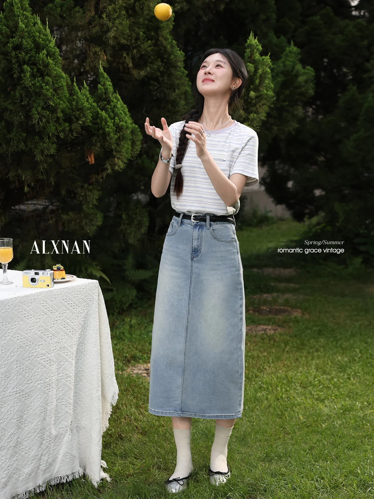 ALXNAN Plus Size vrouwen T-shirt Paars Ronde Hals Gestreepte Katoenen T-shirts Zomer Elegant Office Lady Korte Mouw Tops D12036