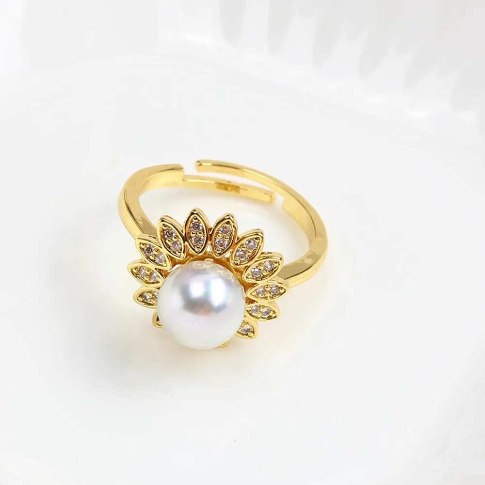 

5pcs Adjustable Gold Plated Pearl Ring Settings Findings & Accessories-for Jewelry Making Bulk Wholesale Craft Supplies 7-9mm