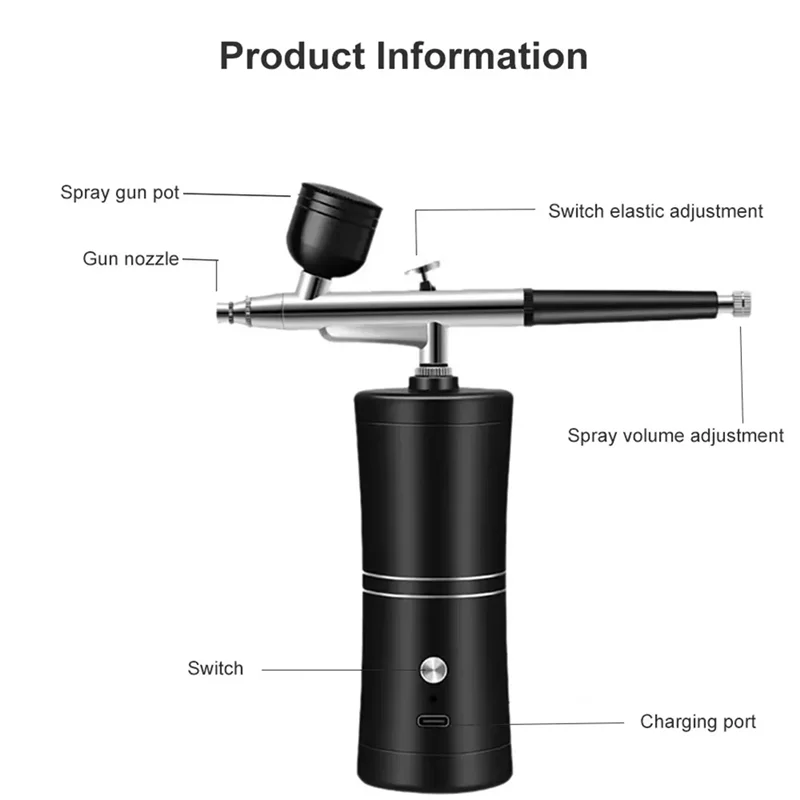 75STO-Neues Airbrush-KIT, kabelloses wiederaufladbares Kompressor-Airbrush-Set, begrifft automatisch Modellmalerei, Nägel, Make-up