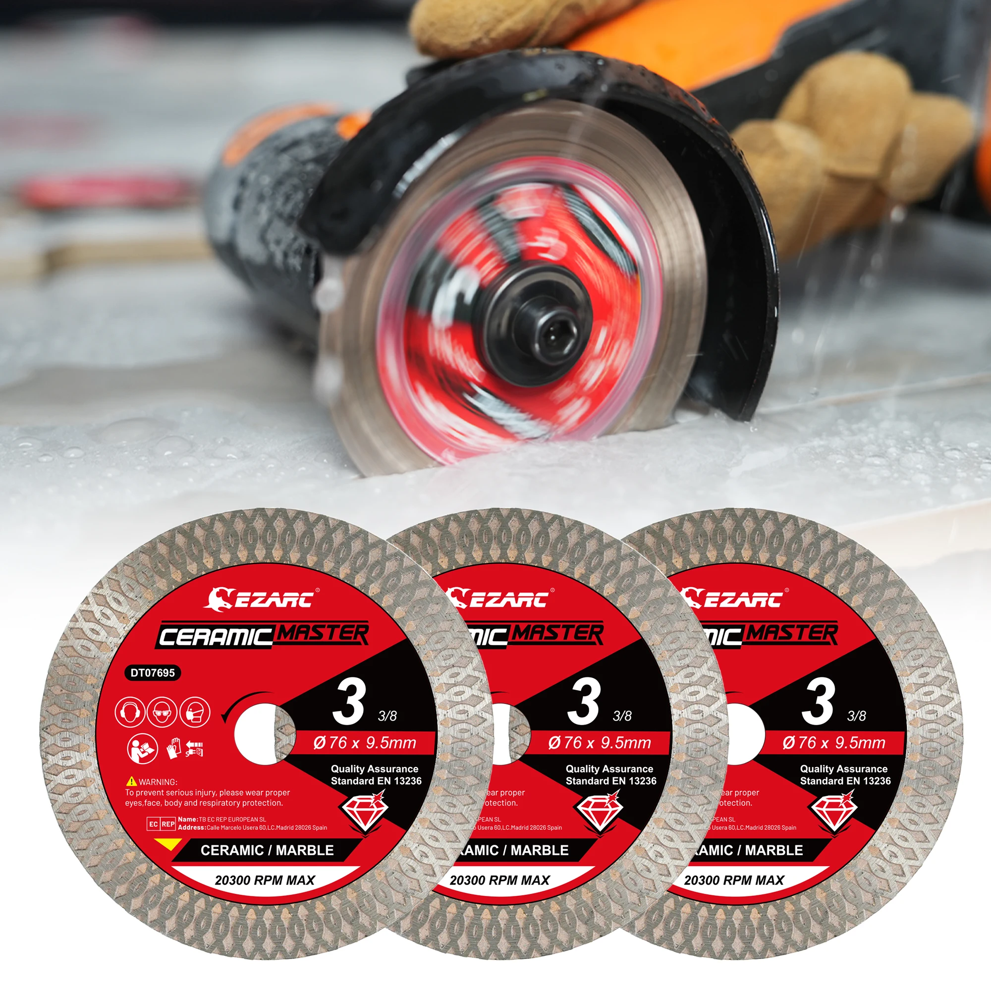 EZARC 3-Inch Diamond Cutting Disc Super Thin Saw Blade 3/8