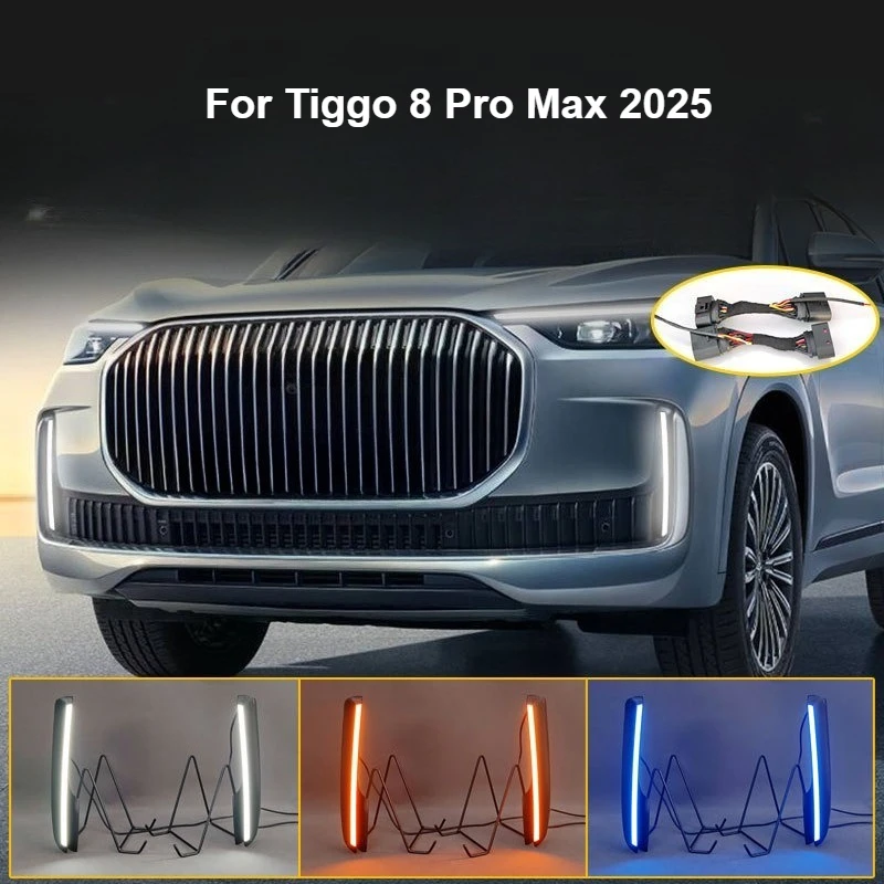 For Cherry Tiggo 9 JAECOO J8 2025 Daytime Running Light Front Fog Lamp Led Flowing Turn Signal Light Modification Accessories