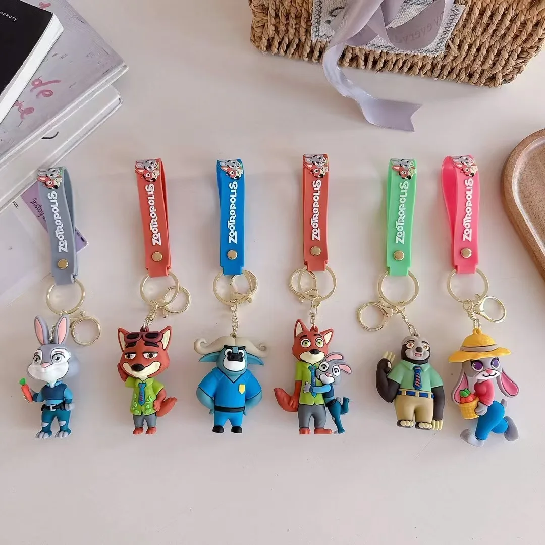 

Cartoon Crazy Zootopia PVC Keychain Cute Judy Nick Fox Nick Backpack Keychain Hanging Decoration Small Gift Toys Anime Cartoon