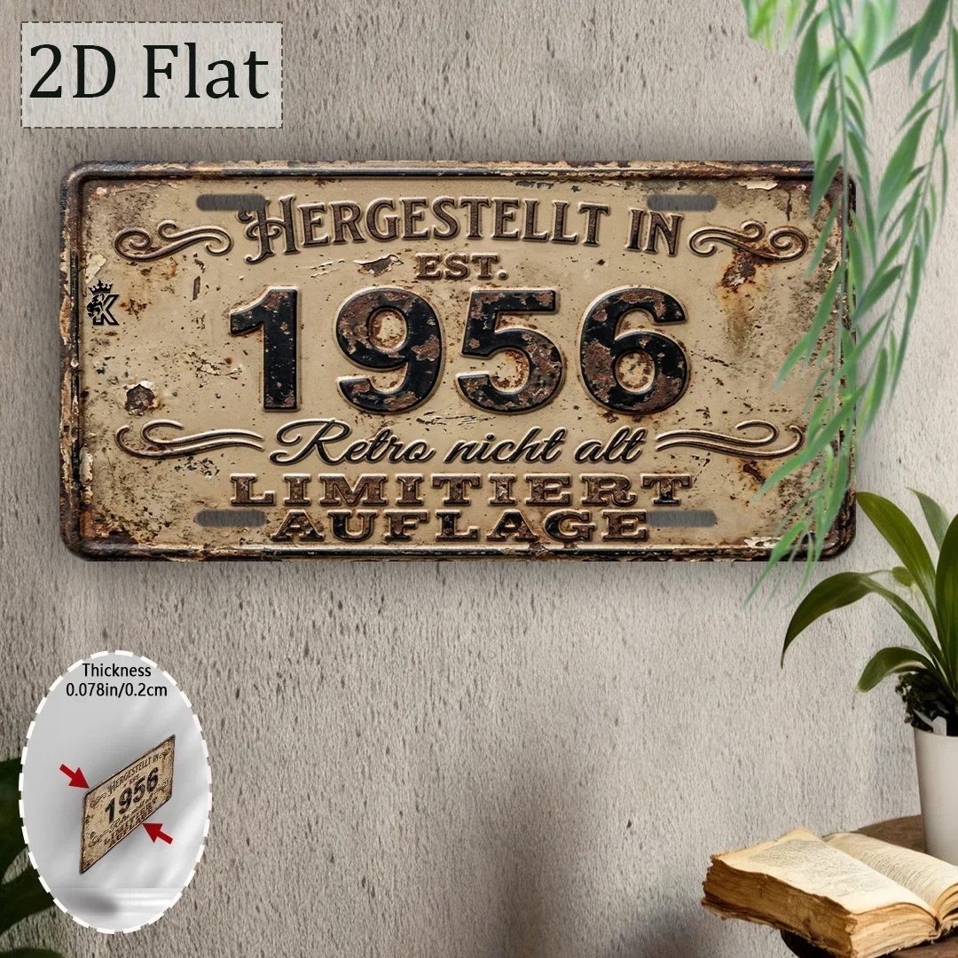 2D Flat, 2D Flat Printing, 1pc,  Plate, Decorative Plaque & Statues (6' X 12'), Made In 1956  Sign,  Home Decor, for Decor Only,