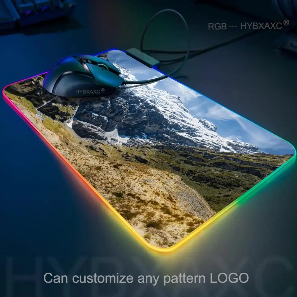 

Mouse Pad RGB Gaming Hd Nature Landscape Mouse Pad Desk Mat HD Gamer Large LED Light XXL MousePads PC Computer Carpet