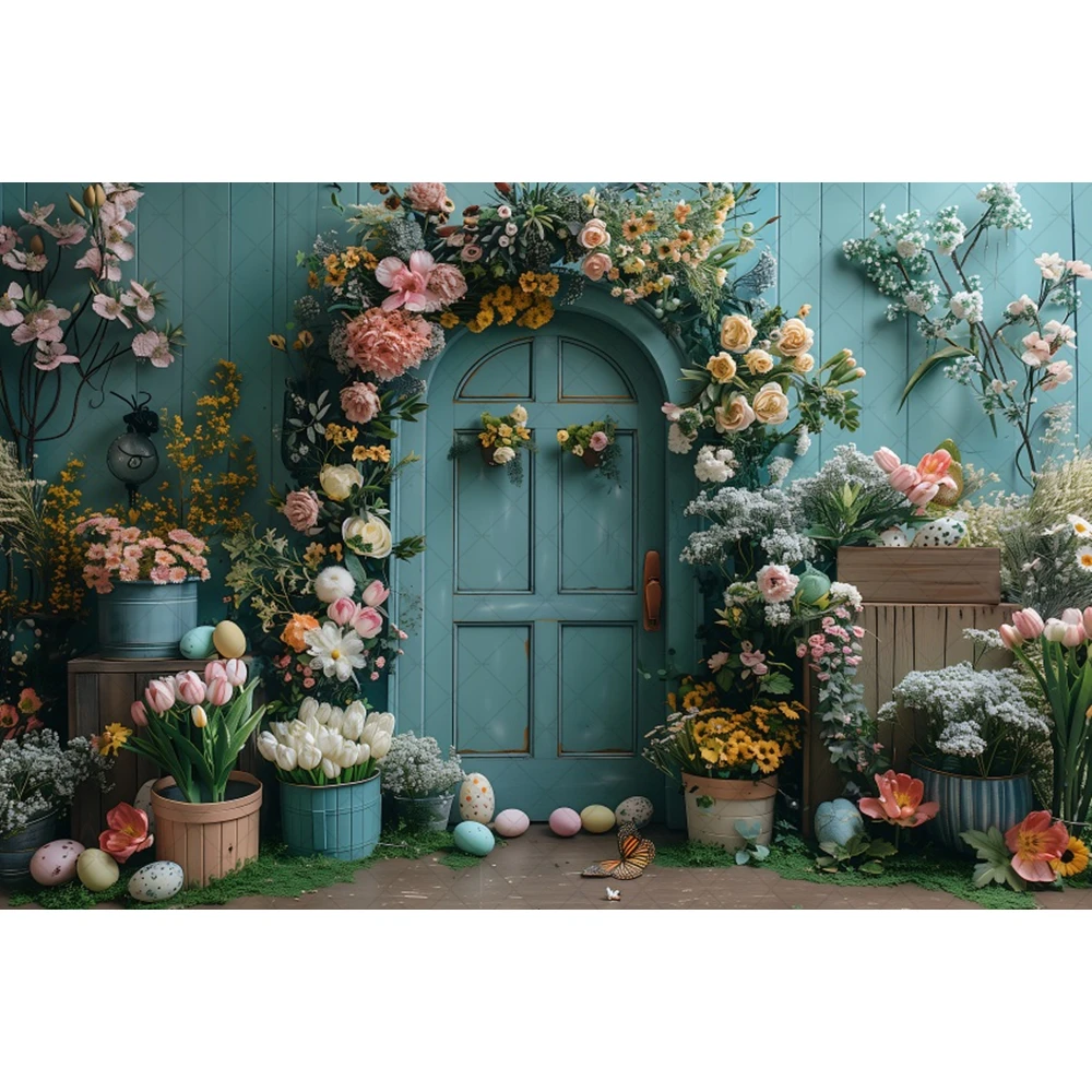 Spring Easter Backdrop Photography Flowers Bunny Eggs Baby Shower Party Background Photo Photographic Studio Shoots Props