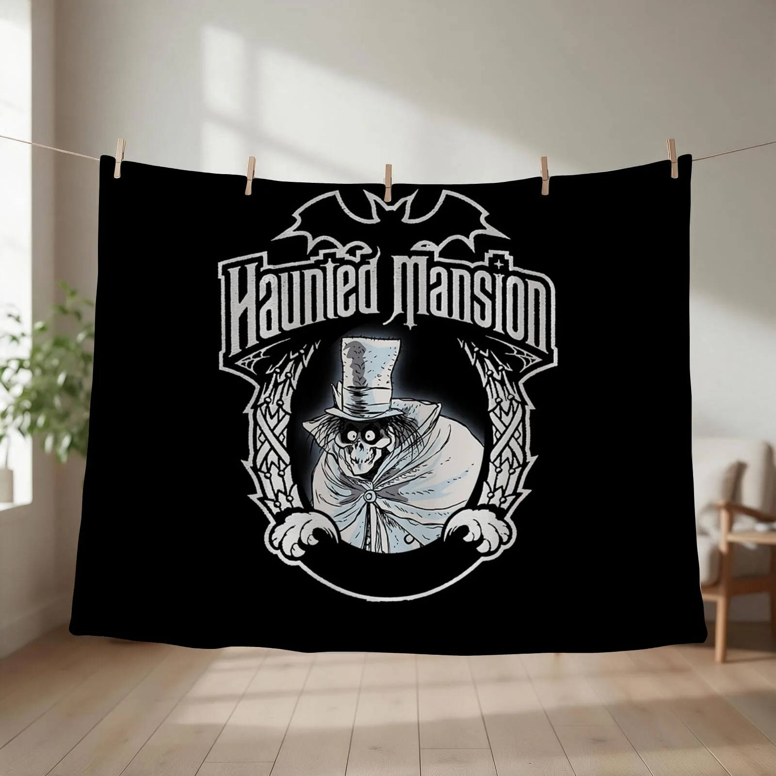 Halloween Haunted Hatbox Mansion Ghost Horrorr Throw Blanket couch cozy soft plush fuzzy picnic outdoor blanket