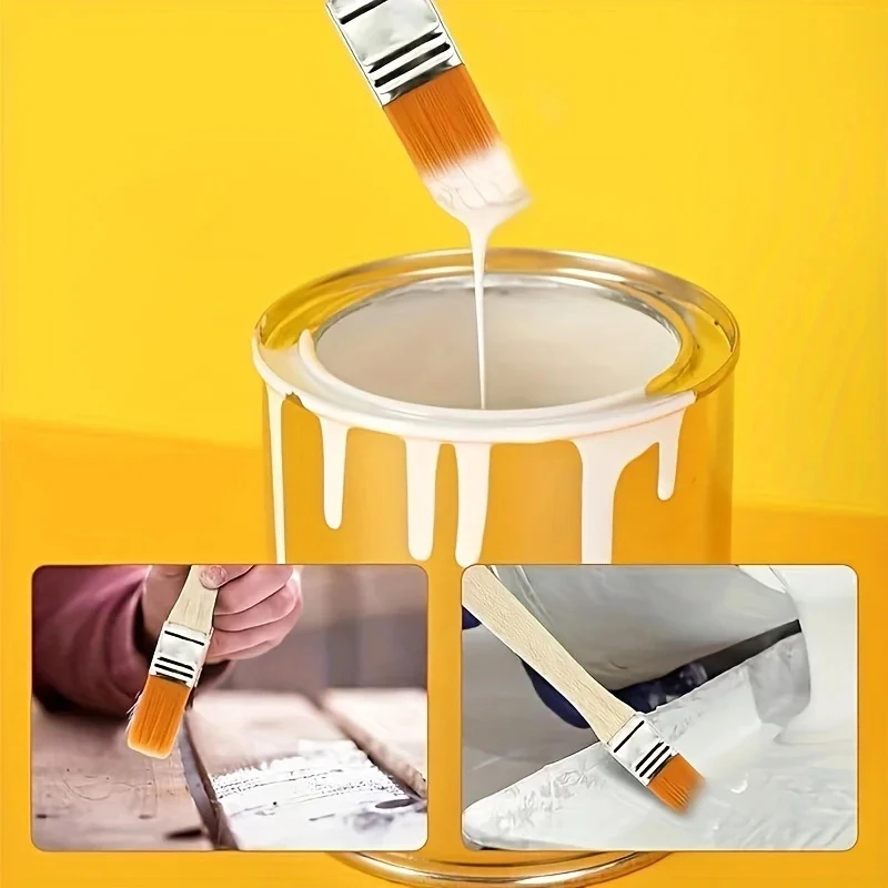 50pcs-nylon Brushes, Short Wooden Handle Art Paint Brushes, Watercolor Brushes, Wall Brushes, Art Brushes, Cleaning Tools