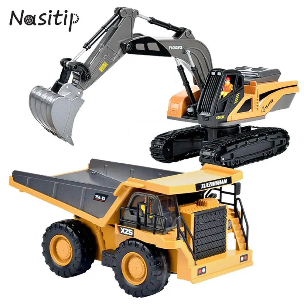 NASITIP Remote Control Engineering Vehicle Model Dump Truck Excavator Bulldozer Crane Rc Car For Boys Birthday Gifts