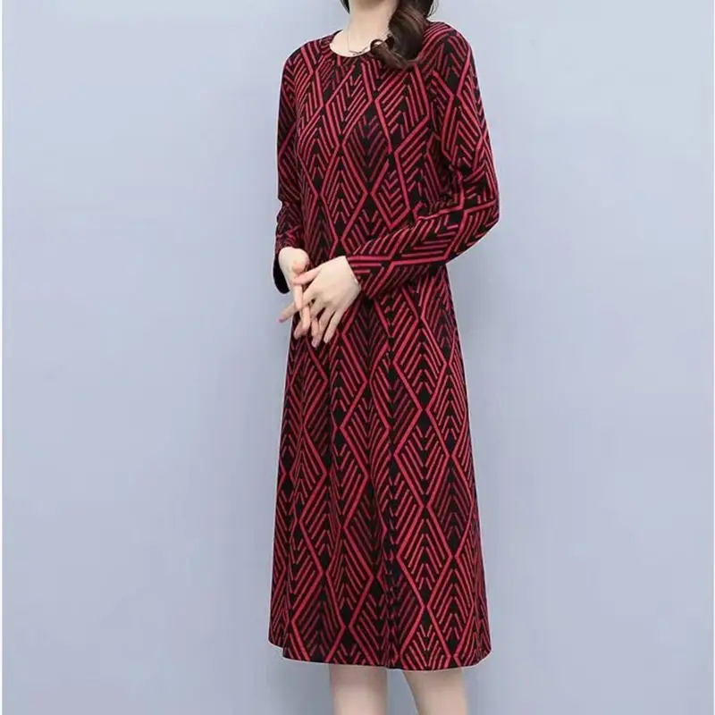 Robe amincissante et élégante pour femmes, pull à manches longues, col rond, imprimé Floral, haut de gamme, printemps et automne, 2023