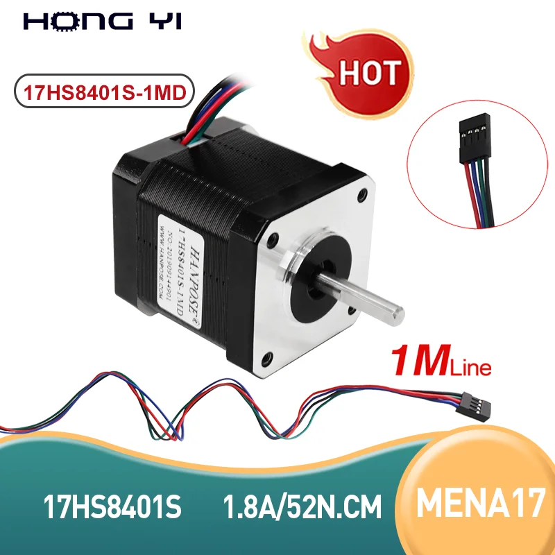 

4-lead Nema17 Hybrid stepper motor 12V 42BYGH 1.8A (17HS8401S-1MD) 42 motor For 3D Printer Monitor Equipment