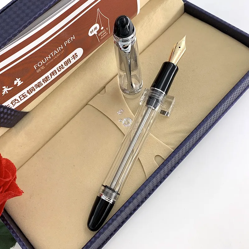 

YongSheng 699 Fountain Pen Translucent Vaccum Filling Fountain-Pen 14K Gold F Nib School Office Supplies Stationery Gifts pens