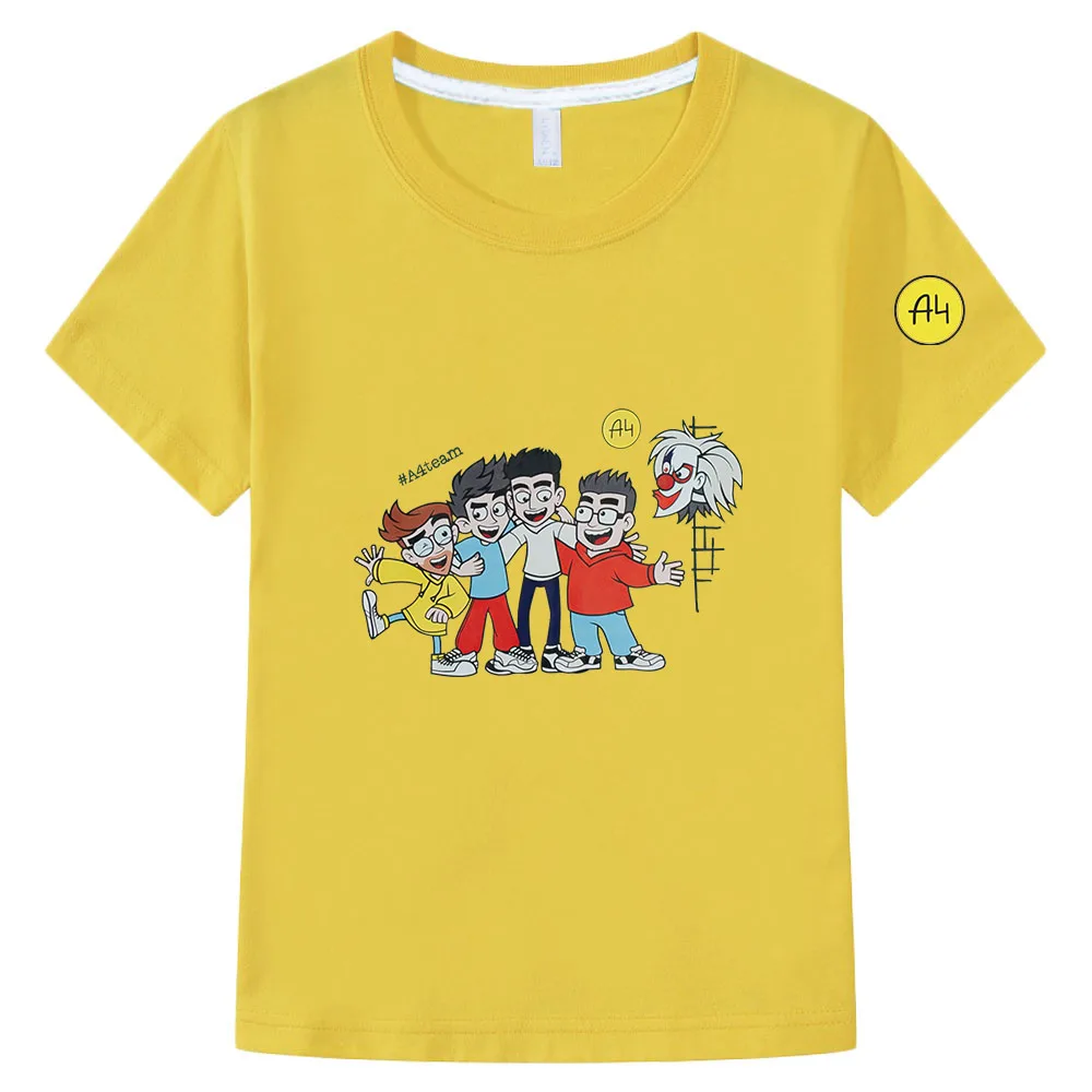 T-Shirt manches courtes pour enfants, modèle 100%, dessin animé Merch A4, pour garçons et filles