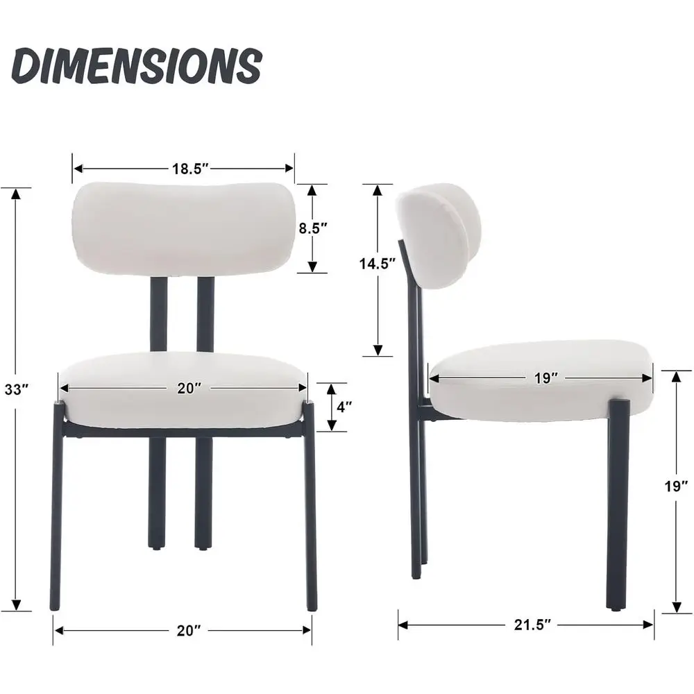 aux Leather Dining Chairs Set o 2, ern Curved Back ArmlKitchen Chairs with Black Metal Legs Upholstered Retion Gt Chairs or Home