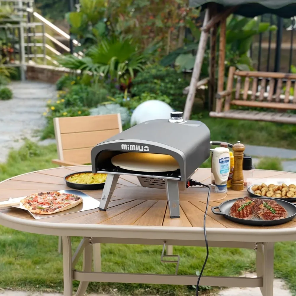 Outdoor Gas Pizza Oven with Automatic Rotating Pizza Stone - 14 Inch Portable Propane Pizza Ovens for Outside  Freight free