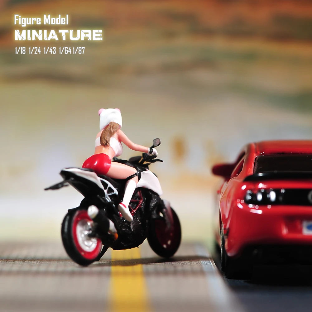 Painted Miniatures 1/87 1/64 1/43 1/24 1/18 Horsewoman and Motorcycle 3D Print Doll Diorama Scene Props Model For Cars Toys - Image 4