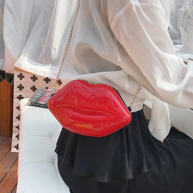 Luxury Designer Women Bags 2026 New Lip Print Women's Shoulder Bag Solid Zipper Messenger Bag Trend Brand Pure Color Handbag