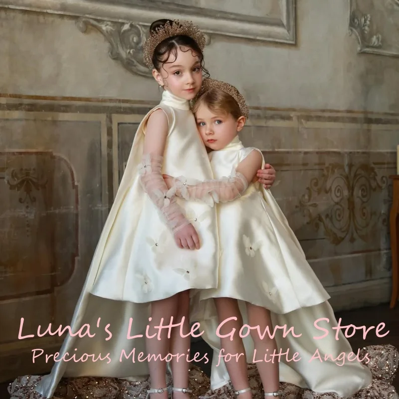Embroidered Tulle Princess Style White Tutu Skirt Formal Children's Gown Perfect for Special Occasions