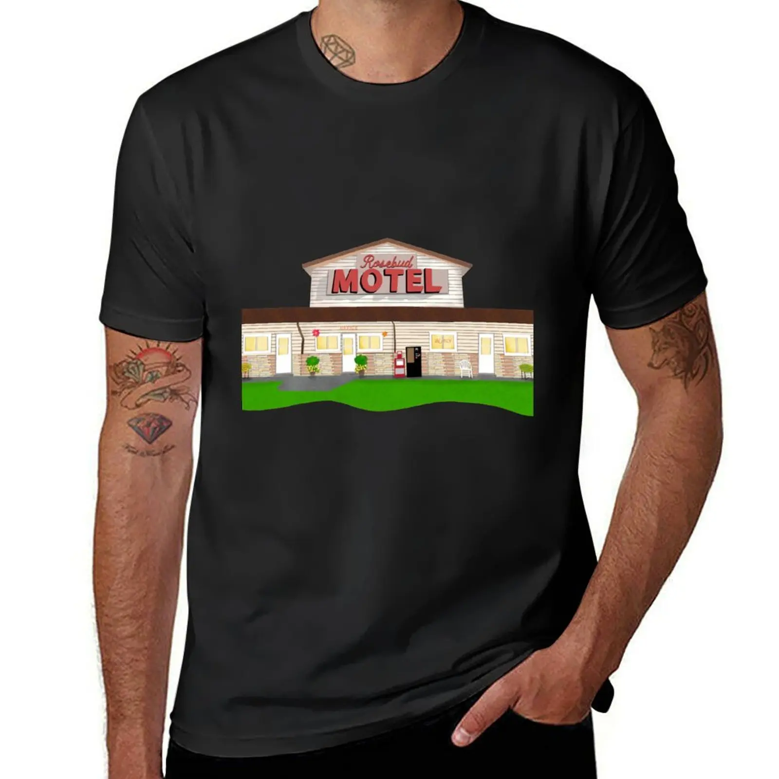 Rosebud Motel Illustration T-Shirt summer clothes quick drying heavy weight t shirts for men