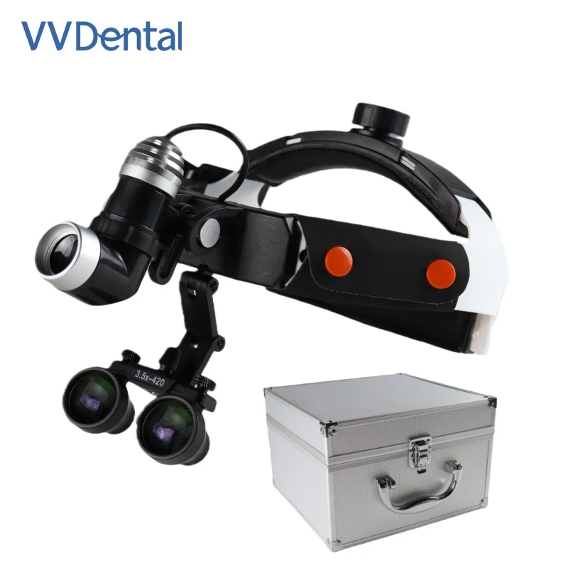 

Dental Head-mounted Magnifier LED Headlamp Binocular Loupes Brightness Adjustable for Dental Lab Surgical Magnifier Oral