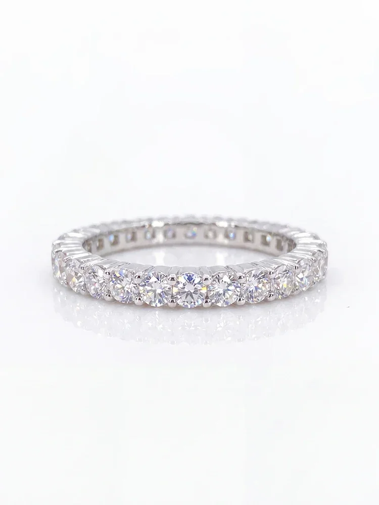 GRA Glänzende Echte Runde Moissanit-Diamantringe für Damen Verlobung Jubiläum 925 Sterling Silber Feiner Schmuck – Detail 4