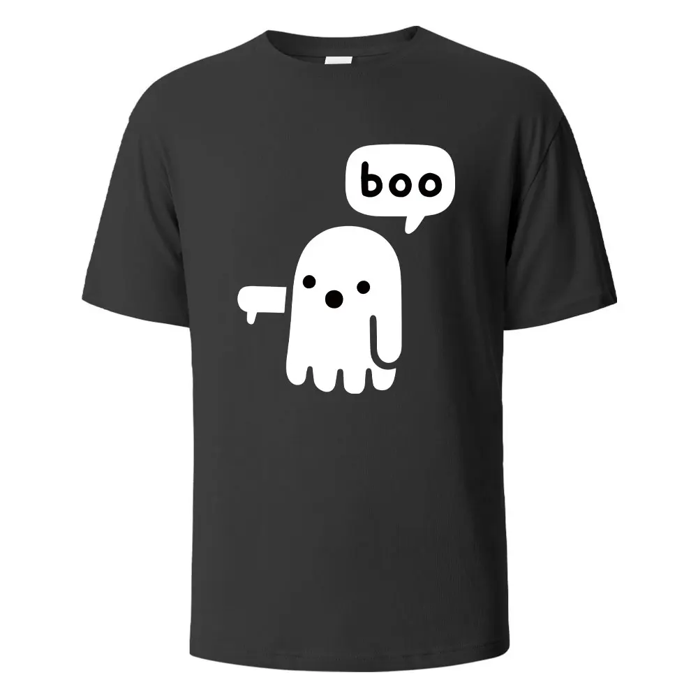 Boo lustige Street Printing T-Shirt für Männer wowen 100% Baumwolle Sommer atmungsaktive kurz ärmel ige Basic Tops O-Neck Overs ize T-Shirts