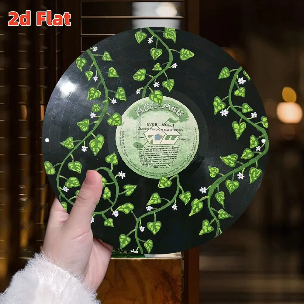 Vinyl Record Leaf Metal Sign -  Round Music Note Wall Art with Lyrics Label, Vintage Decor for Studio Cafe, Vinyl Lover Gift