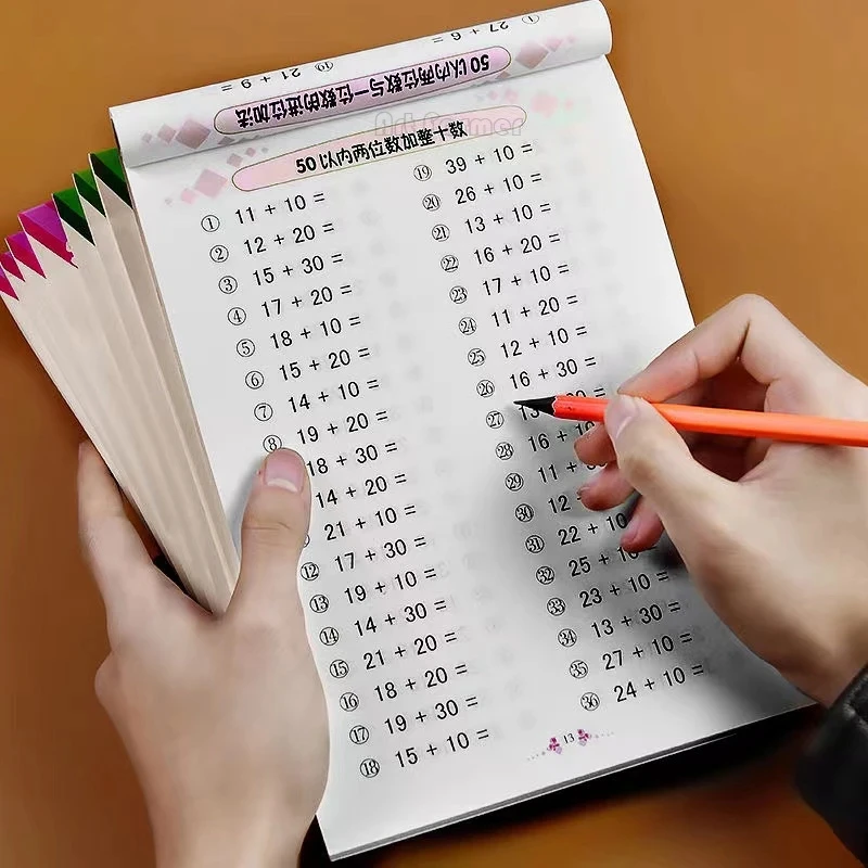 96 Pages/Book Addition and Subtraction Children's Learning Mathematics Workbook Handwritten Arithmetic Practise Copybook