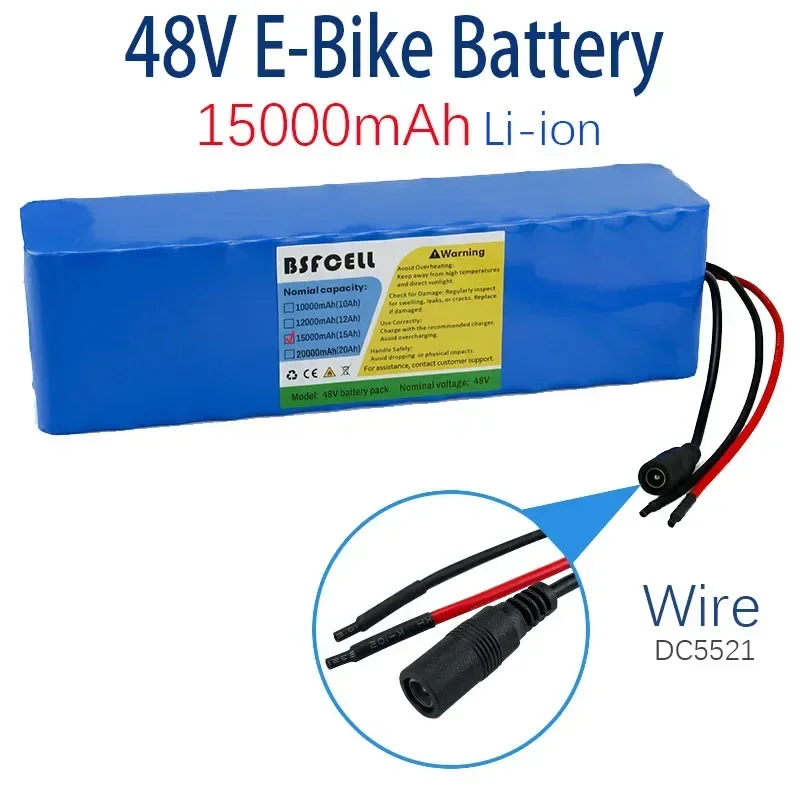 Original Li-ion 15Ah 48V E-Bike Battery Wire Connector and BMS For Electric bicycle