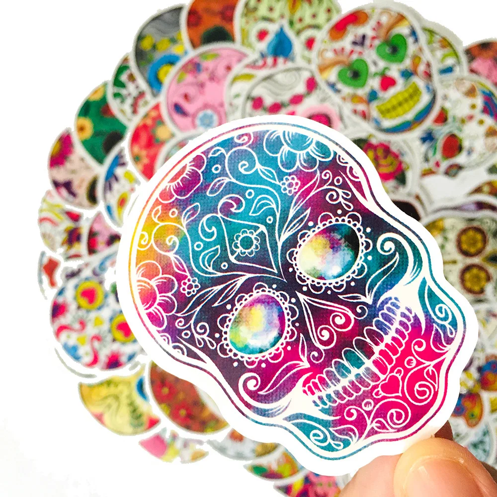 10/30/50PCS Cartoon Mexican Skull Sticker Graffiti Luggage Laptop Helmet Car Computer Pattern Scrapbook Toy Decoration Wholesale