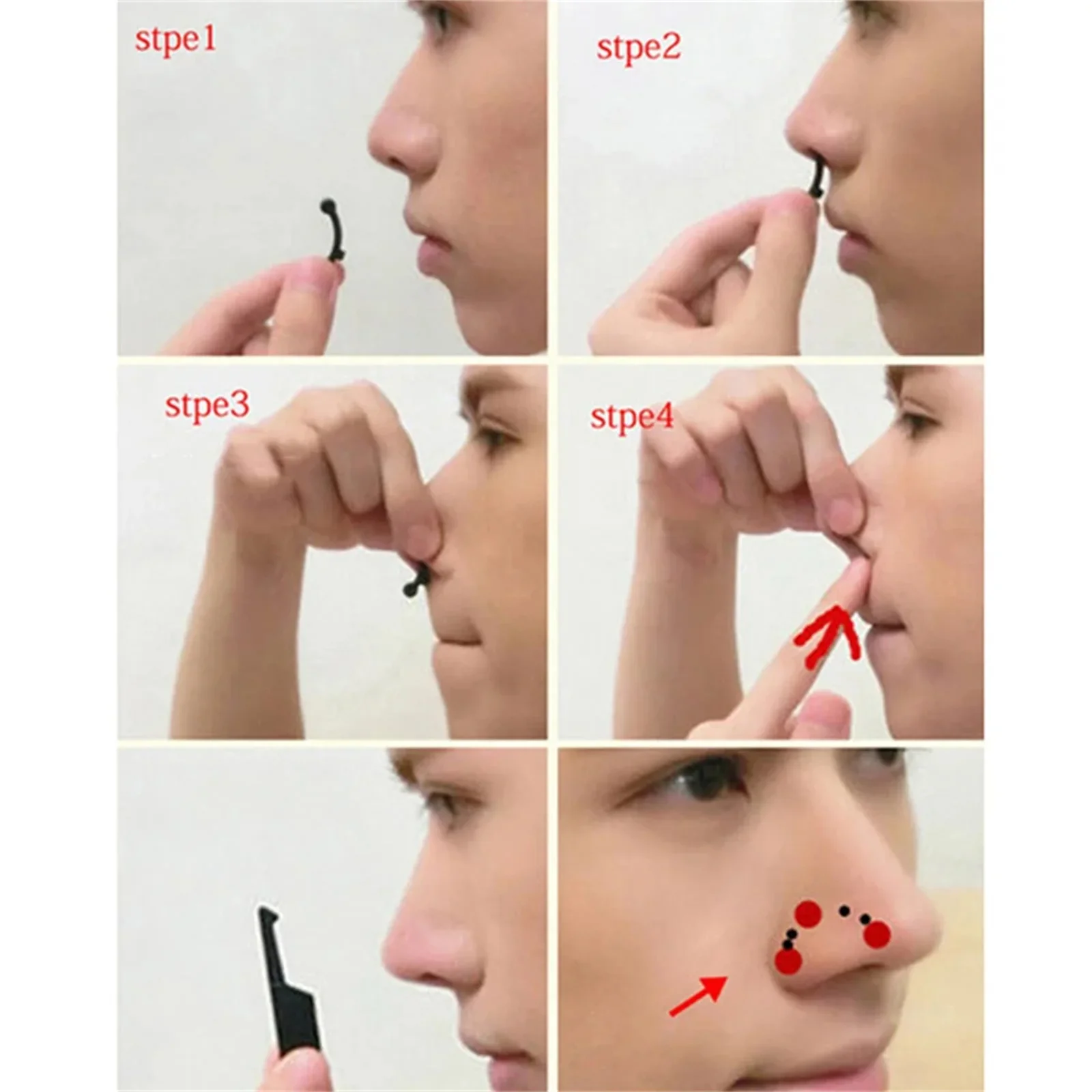 6PCS/Set 3 Sizes In 1 Beauty Nose Up Lifting Bridge Shaping Clip Nose Reshaper Massage Tool No Pain Face Corrector Tool Kit