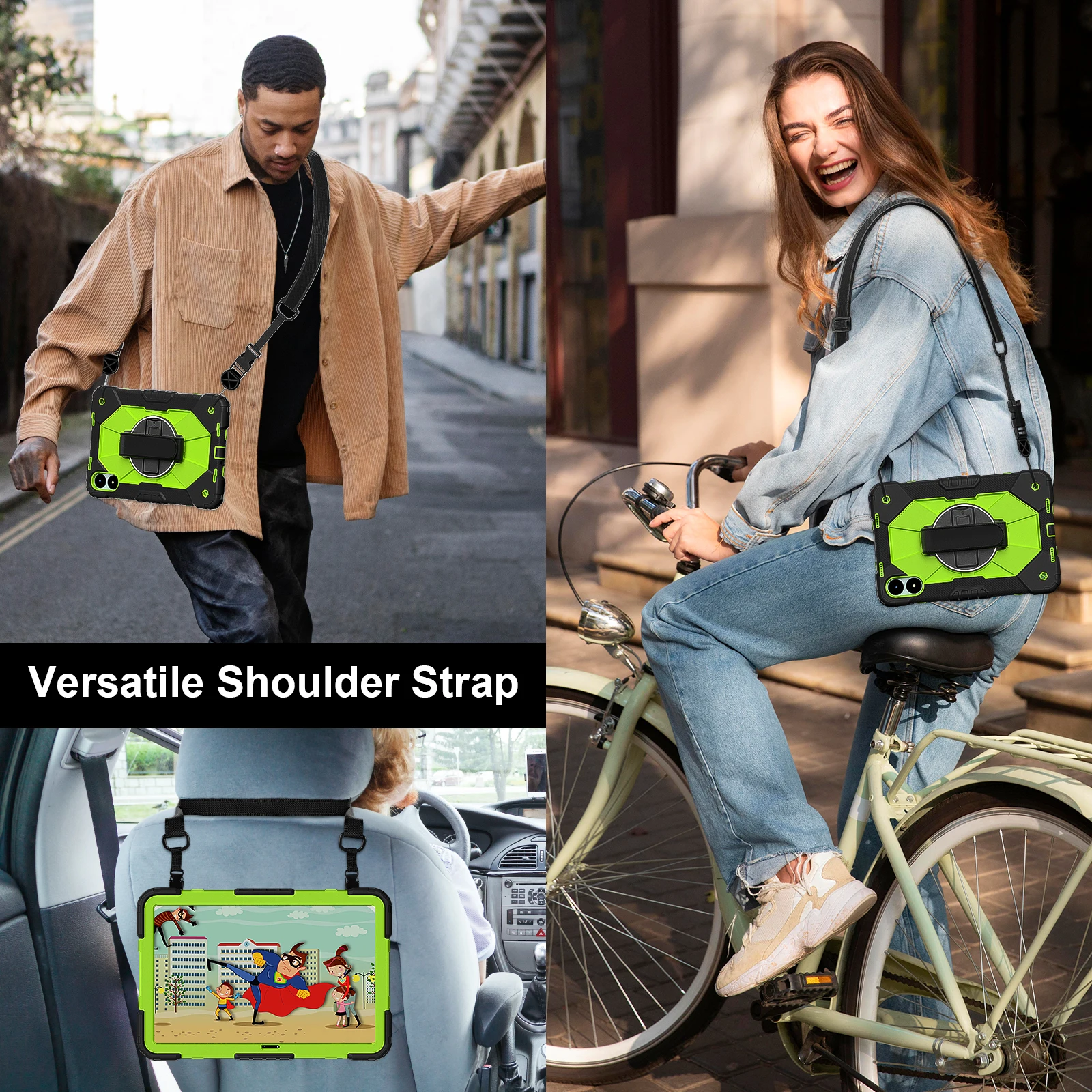 حافظة حماية للكمبيوتر اللوحي موديل A2 لهاتف Redmi Pad Pro/Pad2/Xiaomi Poco Pad 12.1 حامل + حزام كتف كروس غطاء مضاد للسقوط