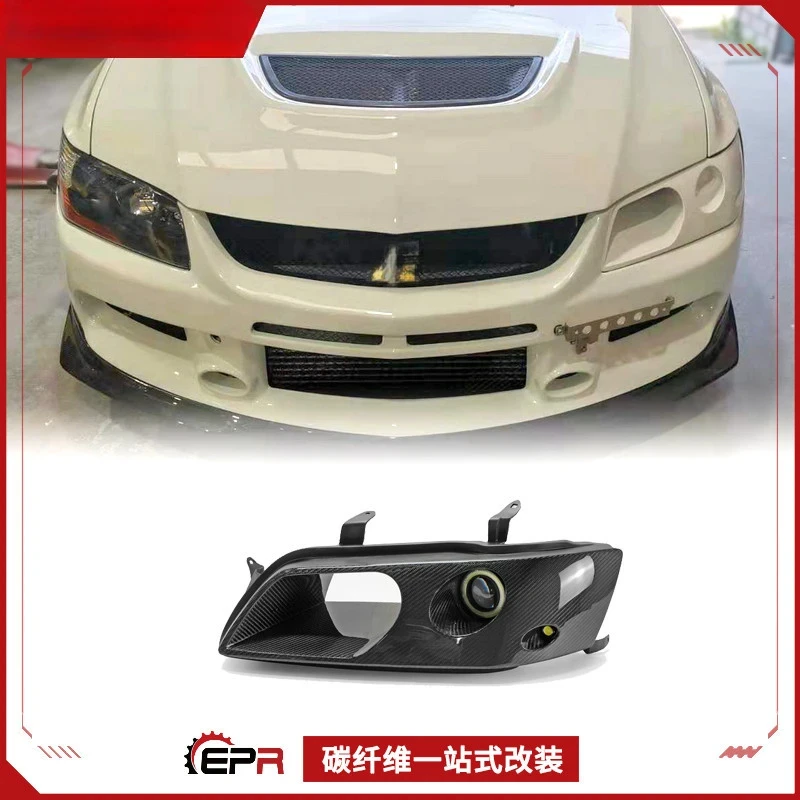 

Для Mitsubishi Evolution 7/8/9 2003, крышка передней фары из углеродного волокна, воздухозаборник, часть для подтяжки лица с одним глазом