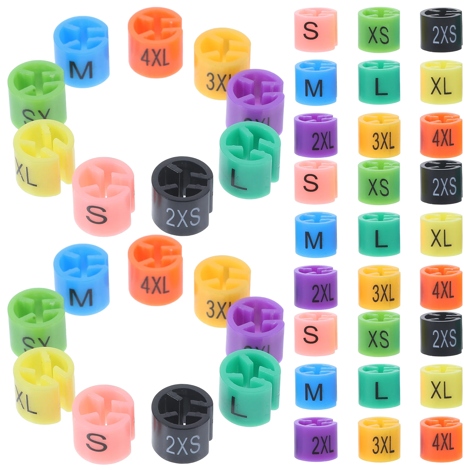 

90pcs Clothes Hanger Size Markers Plastic Color Coding Tags Clip Assortment Kit for Shop Garment Organization Color-Coded Size