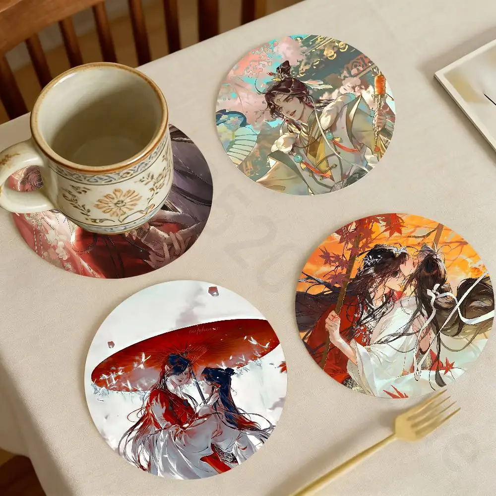 

Tian Guan Ci Fu Wooden Cup Coaster Tea Coffee Beverage Colour Printing Cup Mat Home Restaurant Decorations