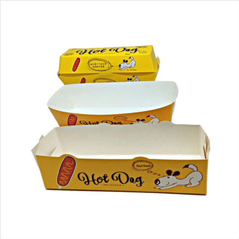 Customized productCustomized Paper packaging Container Hot Dog Packing Tray Takeaway Food Box