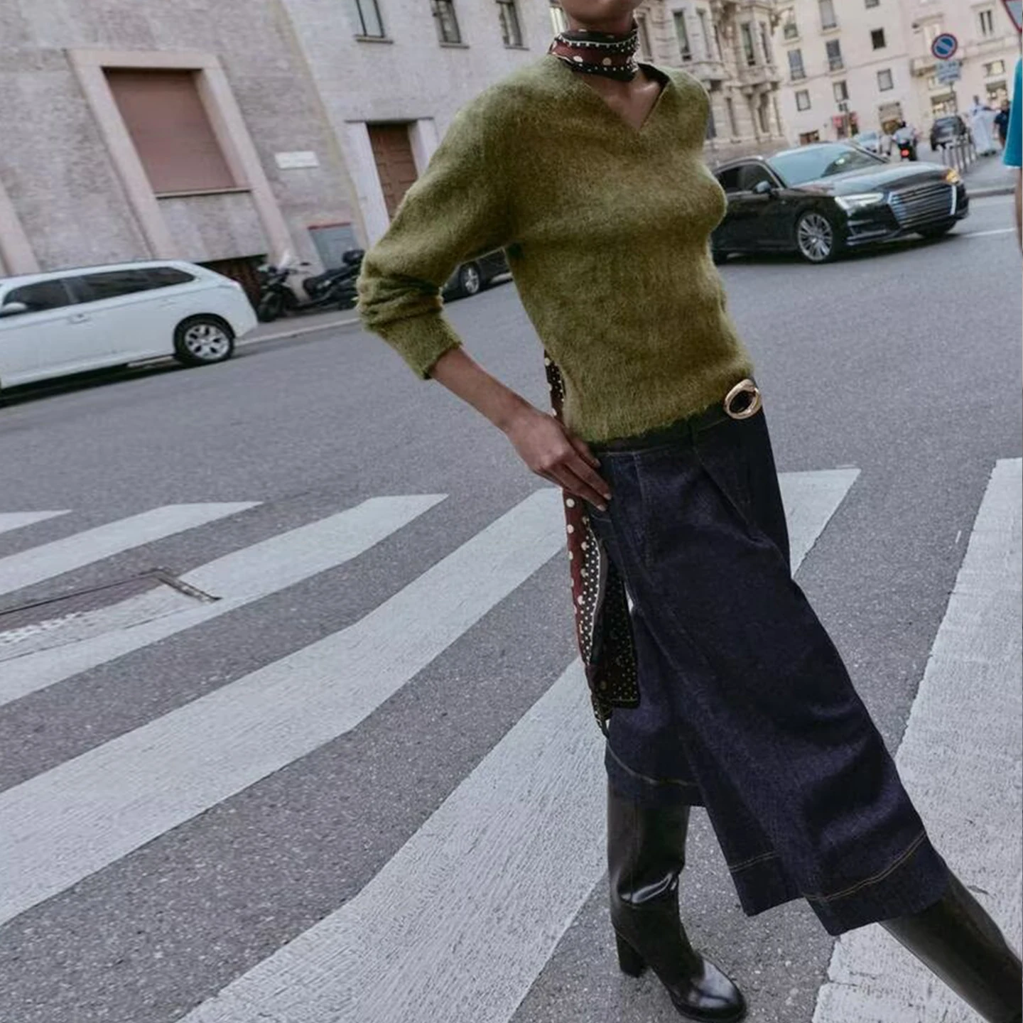 Herbst 2025, Damen-Strickpullover, Farbe, Reibeffekt, sorgfältig, lässig, V-Ausschnitt, lang, Sve-Strickwaren, Ele